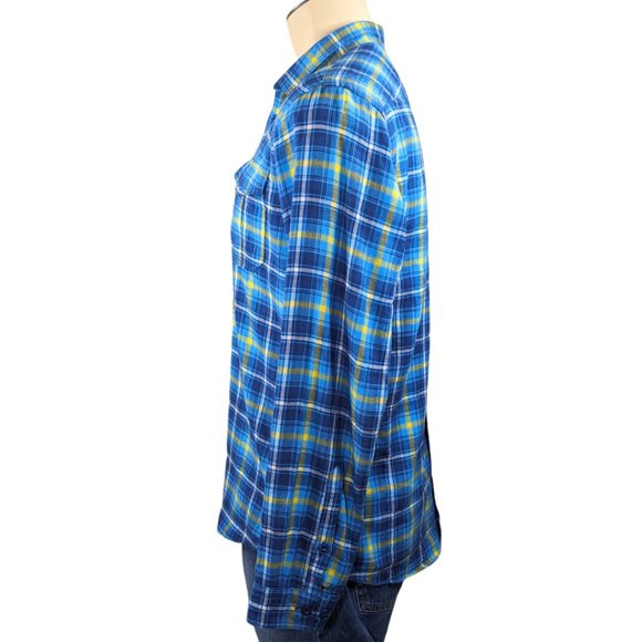 Burberry Black Label Men's 3 (Large) Long Sleeve Blue Plaid Flannel Shirt - Picture 3 of 14
